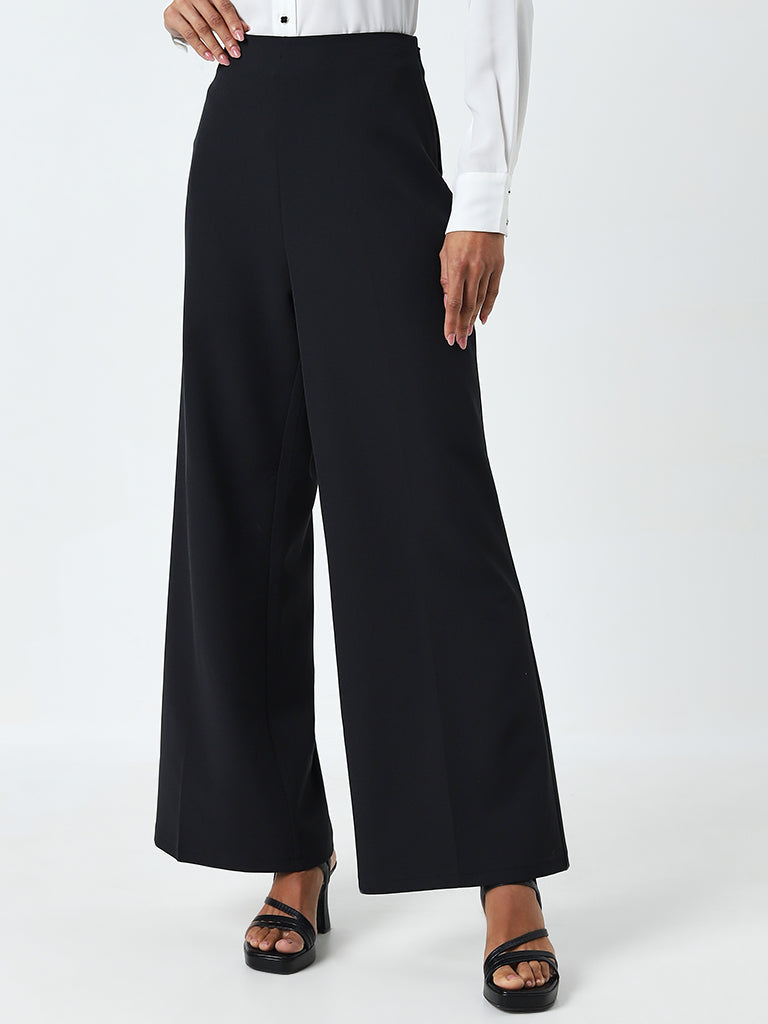 Wardrobe Black Solid High-Rise Trousers