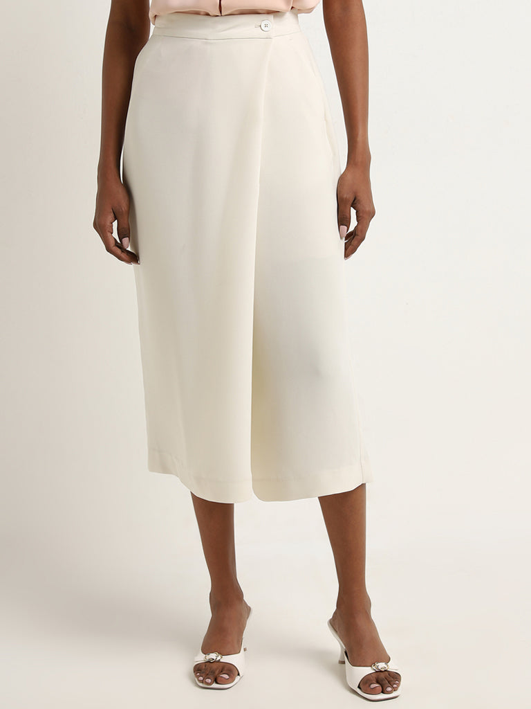 Wardrobe Ivory Asymmetrical High-Rise Pants