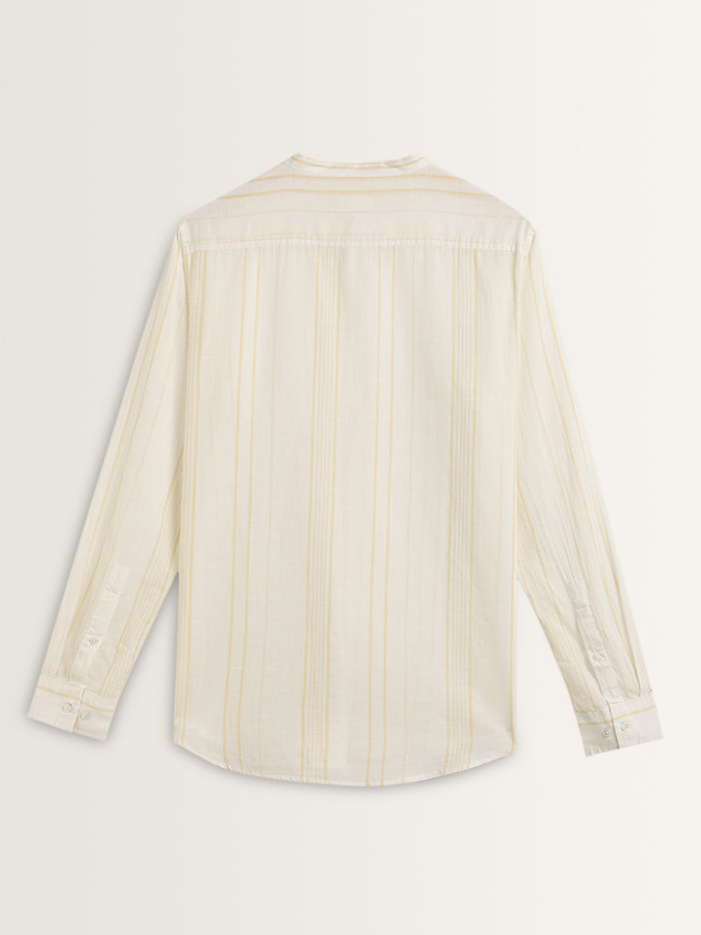 ETA Light Yellow Striped Resort-Fit Cotton Shirt