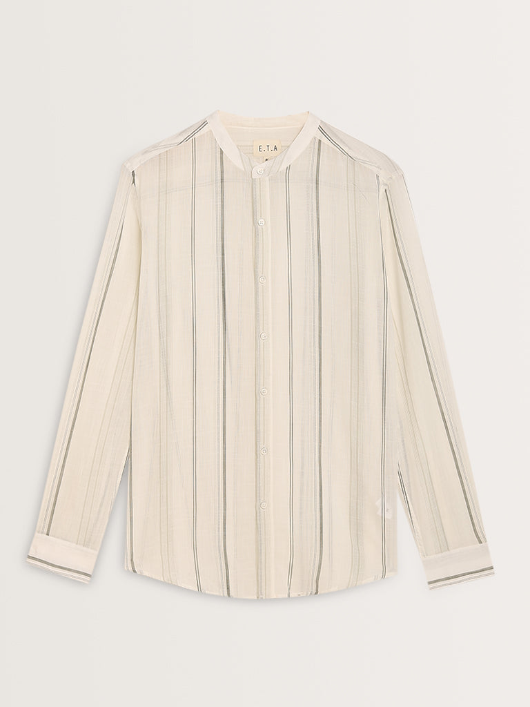 ETA White Striped Resort-Fit Cotton Shirt