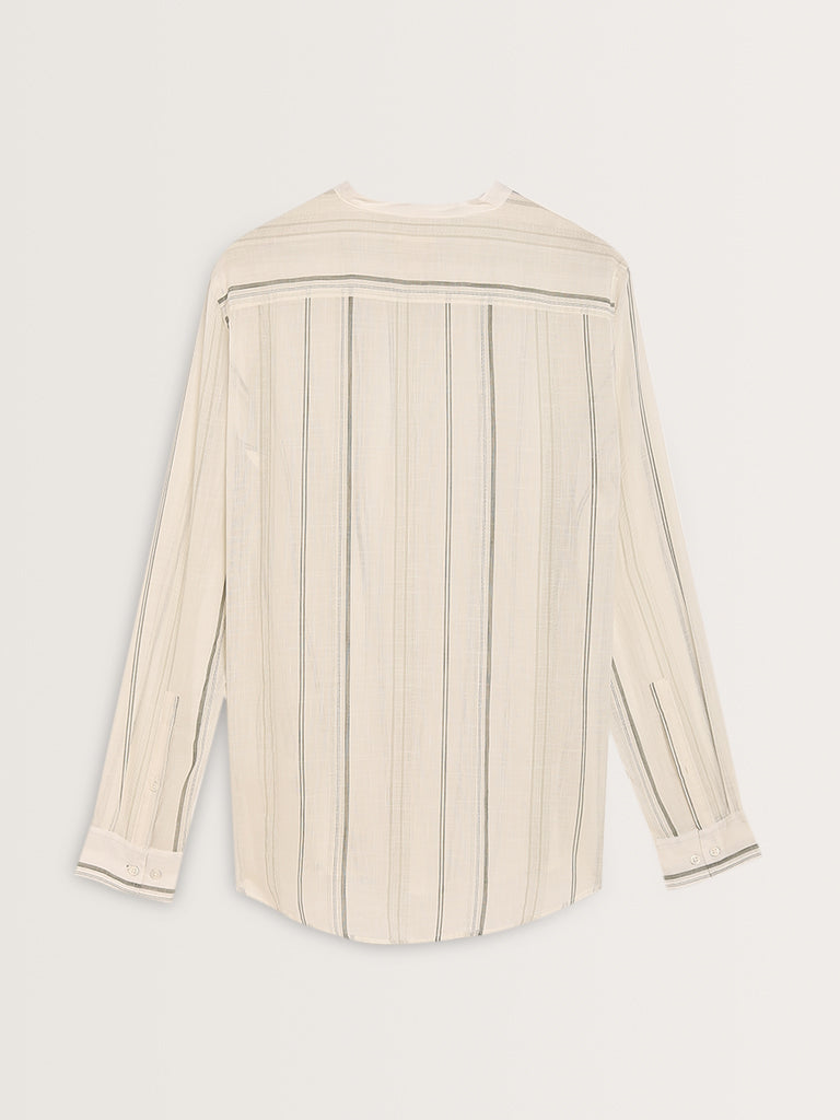 ETA White Striped Resort-Fit Cotton Shirt