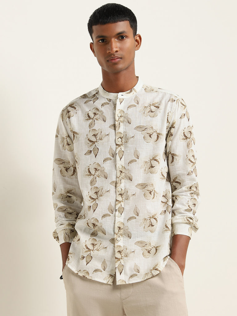 ETA Off-White Floral Printed Resort-Fit Cotton Shirt