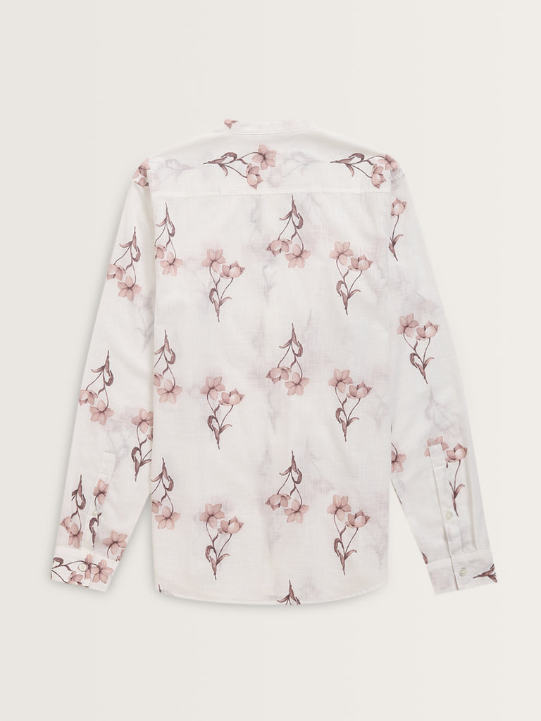 ETA White Floral Printed Resort-Fit Cotton Shirt