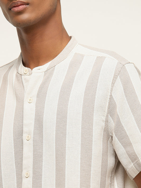 ETA Taupe Striped Resort-Fit Cotton Shirt