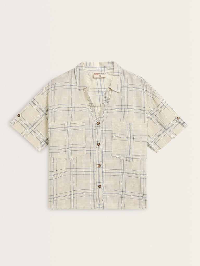 Bombay Paisley Off-White Checkered Cotton Shirt