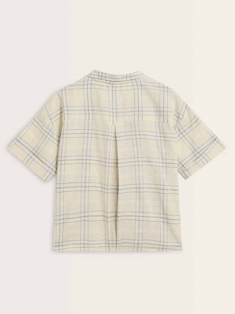 Bombay Paisley Off-White Checkered Cotton Shirt