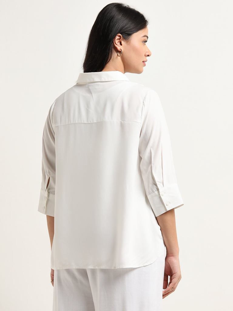 Gia White Pintuck Detailed Shirt