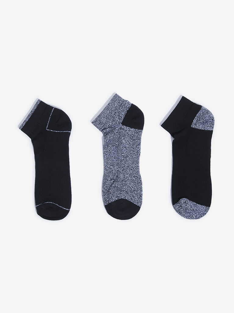 WES Lounge Black Cotton Blend Socks - Pack of 3