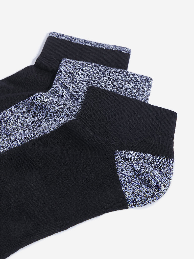 WES Lounge Black Cotton Blend Socks - Pack of 3