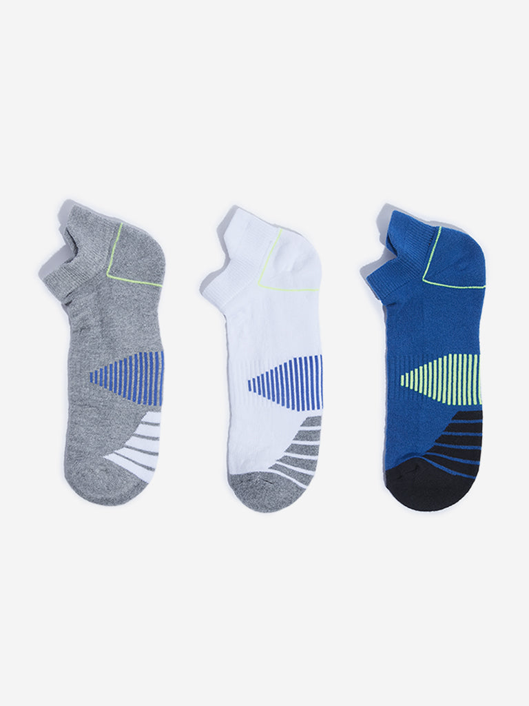 WES Lounge Blue Cotton-Blend Socks - Pack of 3