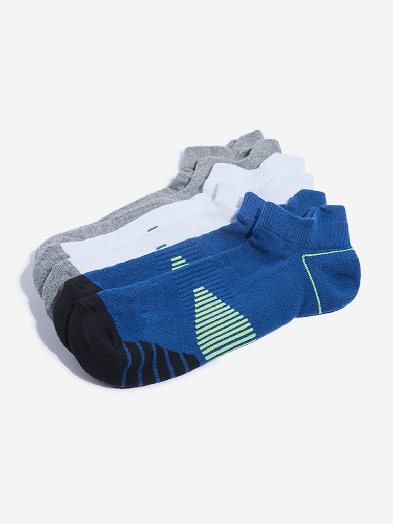 WES Lounge Blue Cotton-Blend Socks - Pack of 3