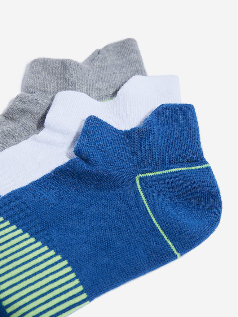 WES Lounge Blue Cotton-Blend Socks - Pack of 3