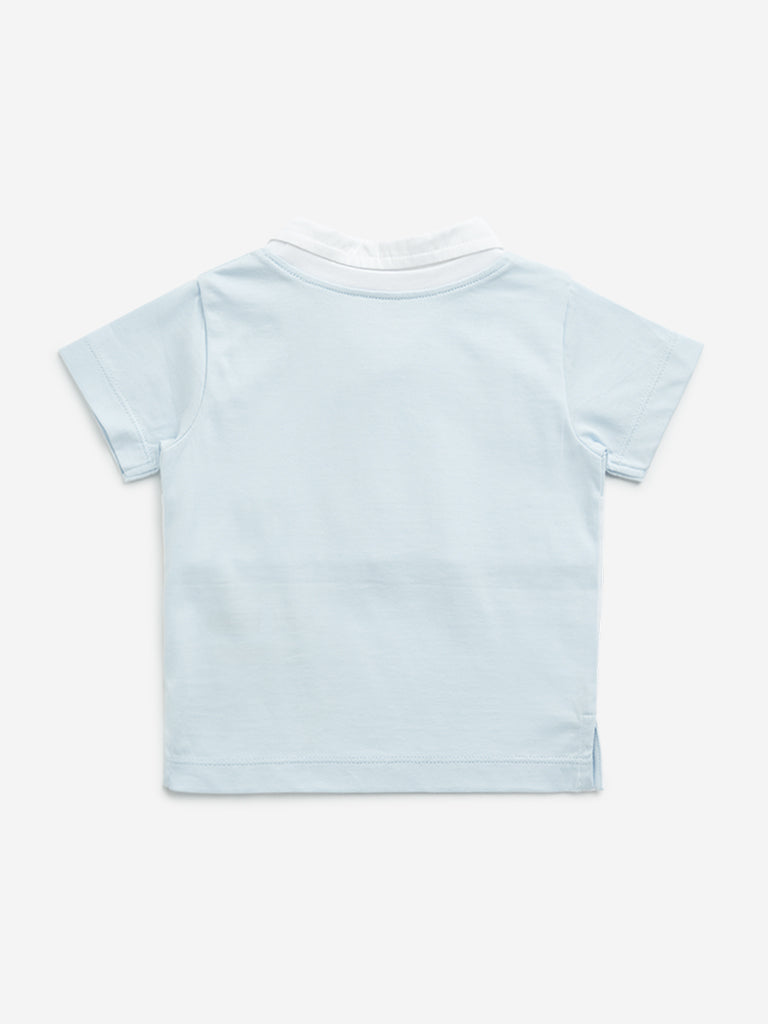 HOP Baby Light Blue Embroidered T-Shirt