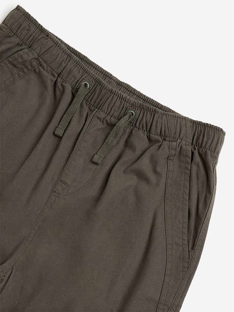 Y&F Kids Olive Mid-Rise Cotton Parachute Pants