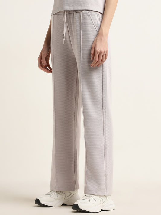 Studiofit Lilac Textured High-Rise Cotton Track Pants