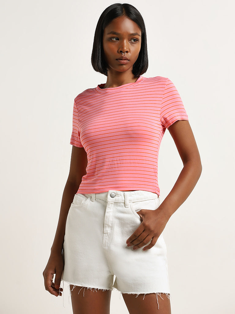 Nuon Pink Striped T-Shirt