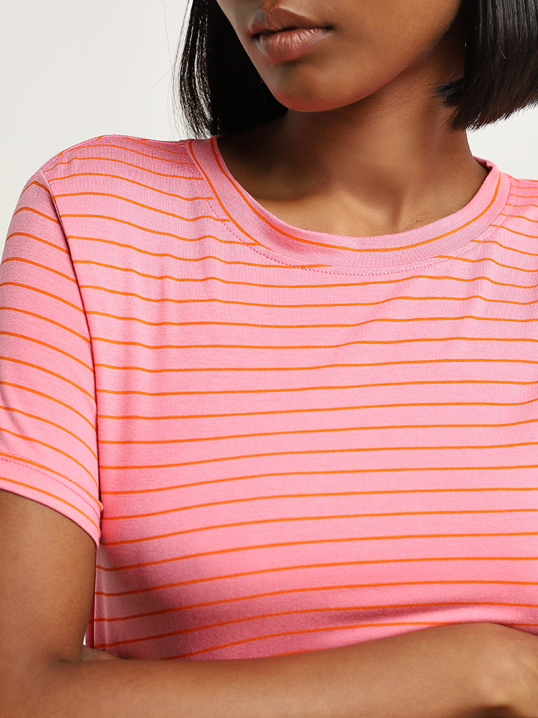 Nuon Pink Striped T-Shirt