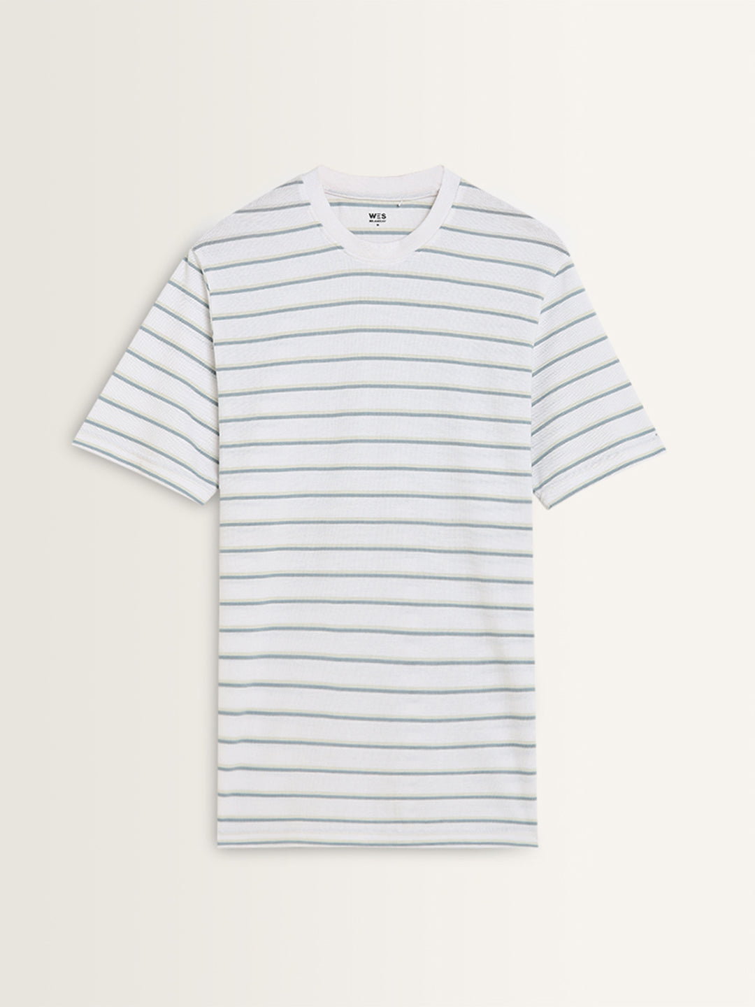 WES Lounge White Stripe Printed Relaxed-Fit T-Shirt