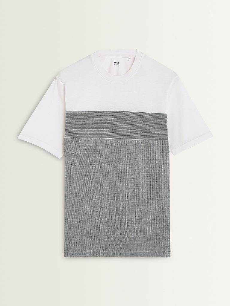 WES Lounge Sage Colour-Blocked Relaxed-Fit T-Shirt