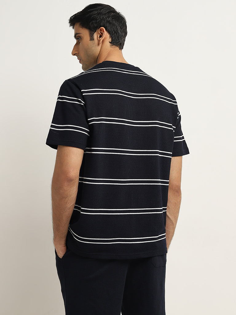 WES Lounge Navy Striped Relaxed-Fit T-Shirt