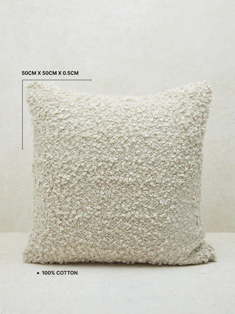 Westside Home Off-White Fleece Large Cushion Cover