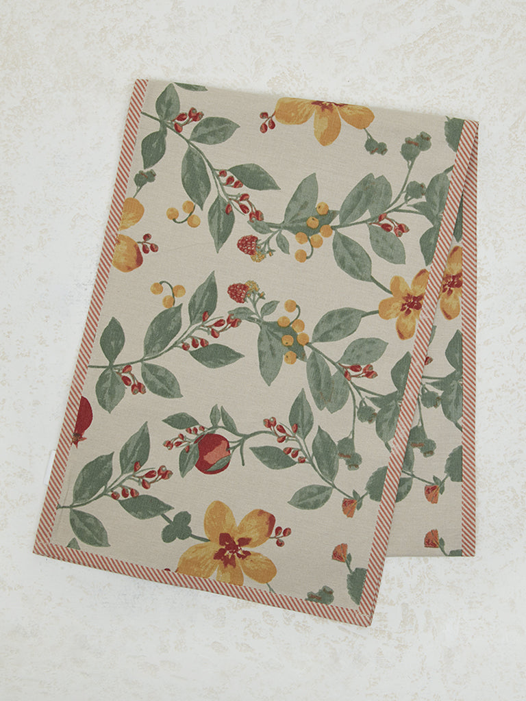 Westside Home Yellow Floral Printed Table Runner