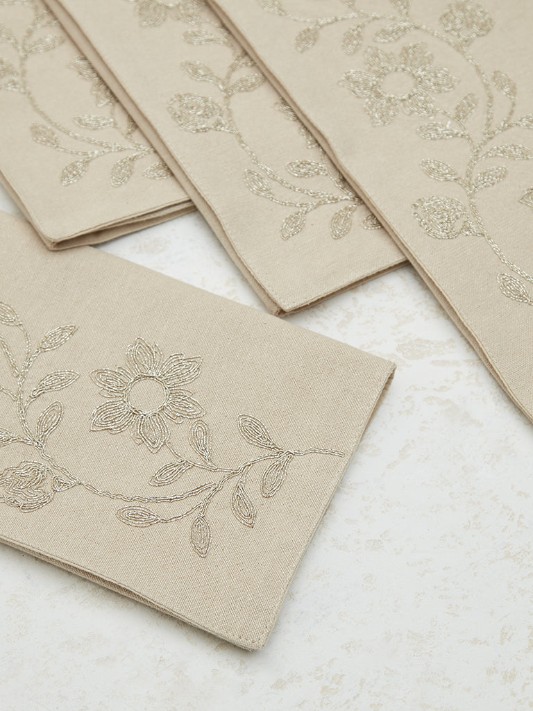 Westside Home Gold Floral Design Placemats (Set of 4)