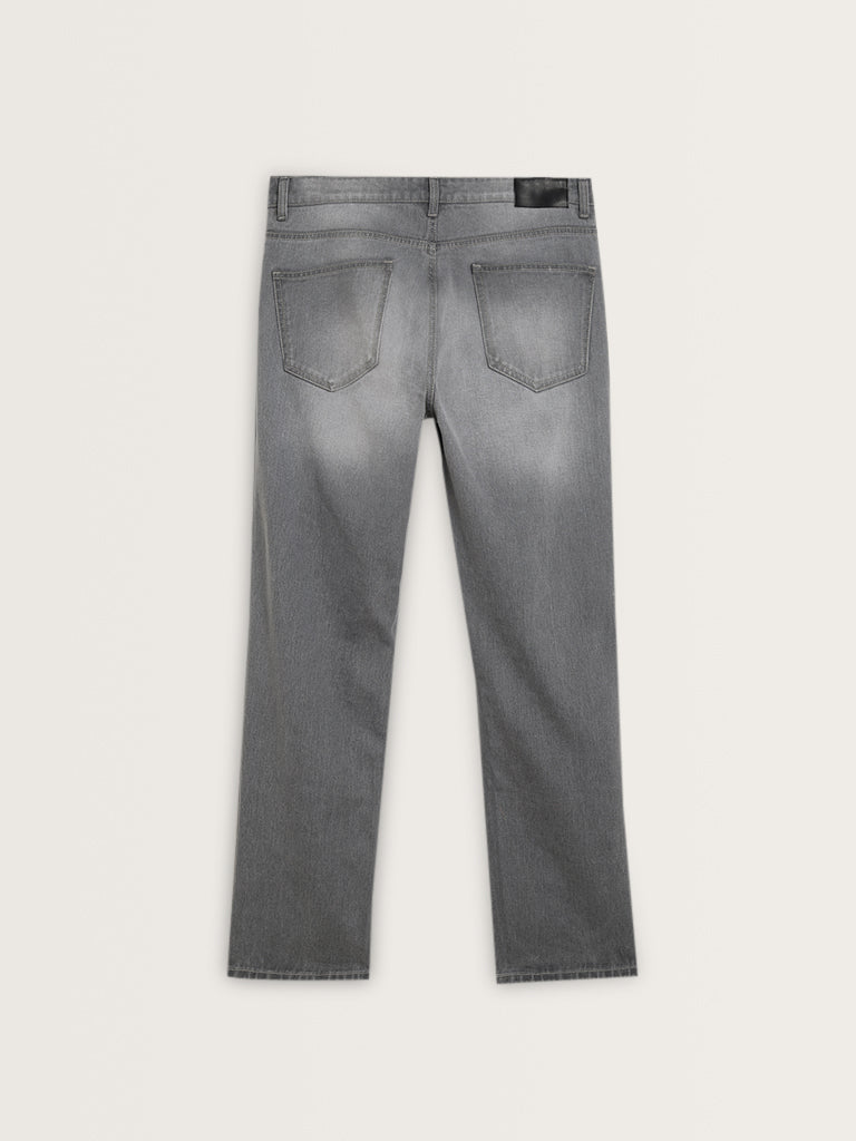 Nuon Light Grey Faded Mid - Rise Relaxed - Fit Jeans