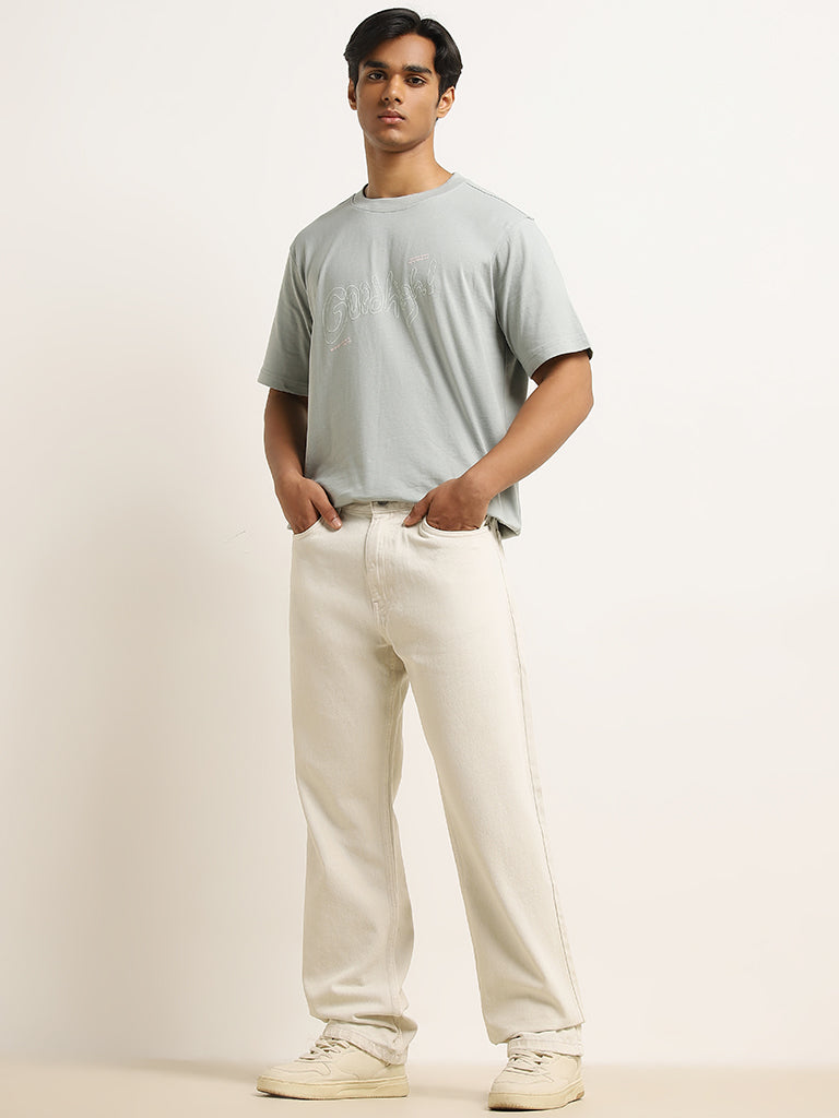 Nuon Off-White Mid - Rise Relaxed - Fit Jeans