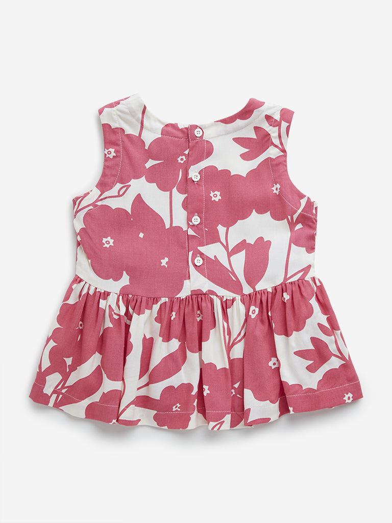 Utsa Kids Pink Floral Print Peplum Top - (2 -8yrs)