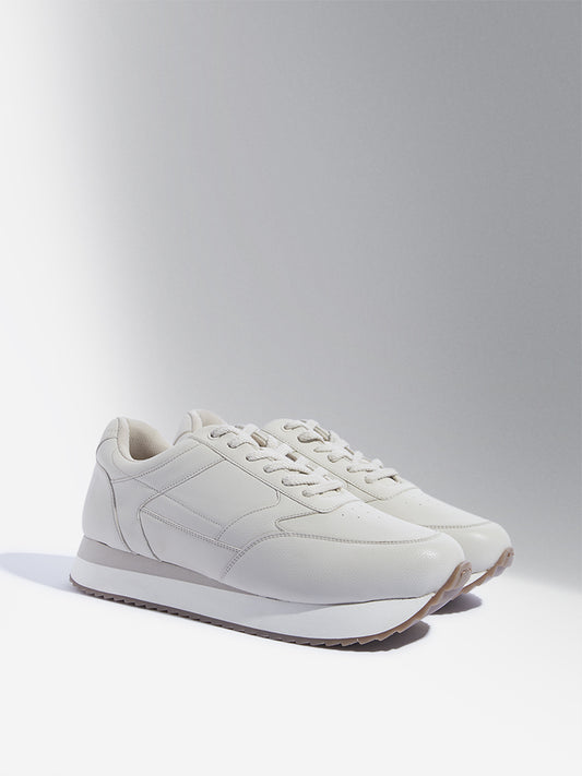 SOLEPLAY Beige Perforated Lace-Up Sneakers