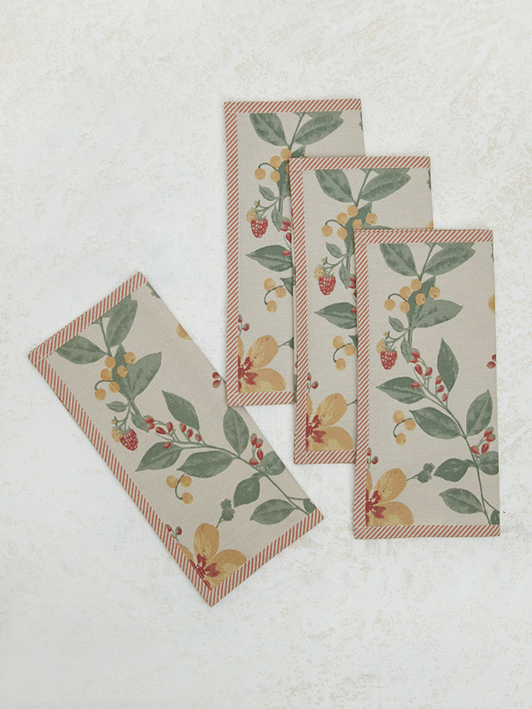 Westside Home Yellow Floral Design Placemats (Set of 4)