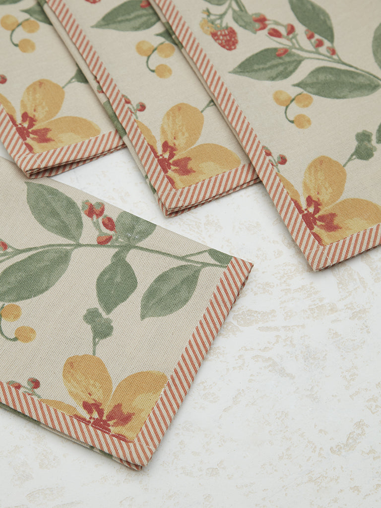 Westside Home Yellow Floral Design Placemats (Set of 4)