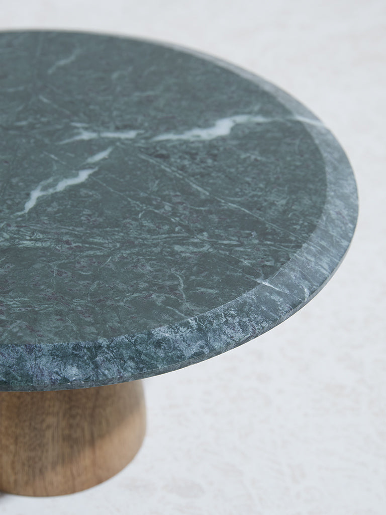 Westside Home Green Marble and Wood Cake Stand