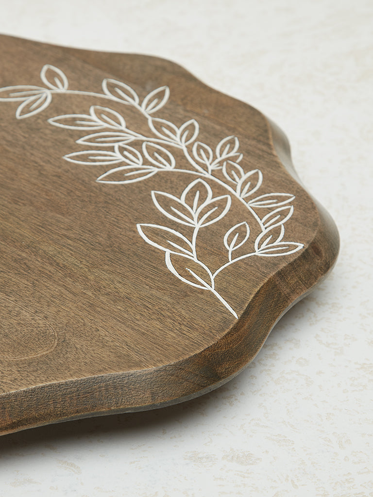 Westside Home Dark Brown Leaf Etched Lazy Susan