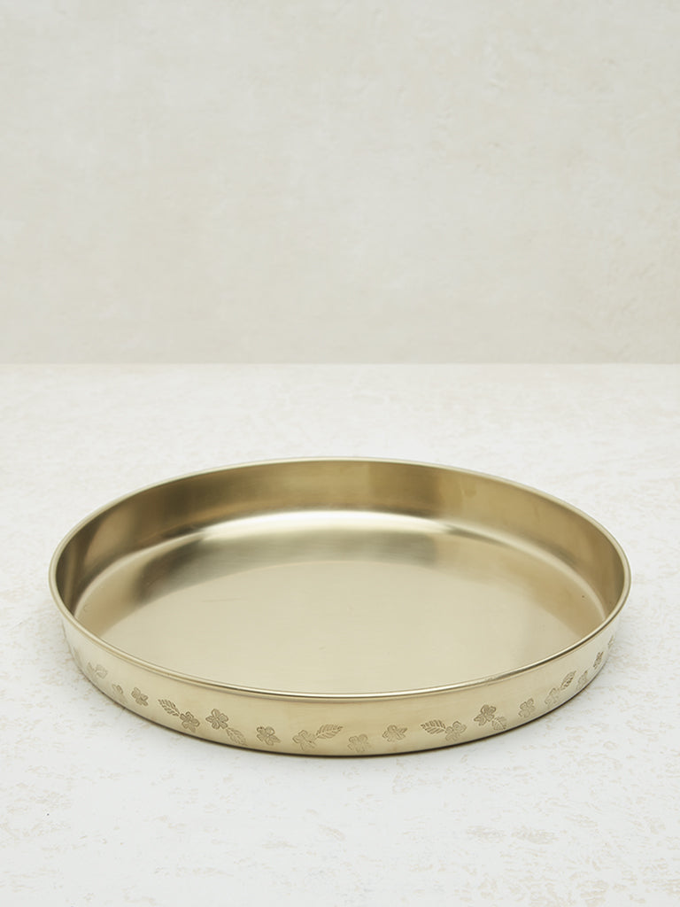 Westside Home Gold Floral Etched Thali