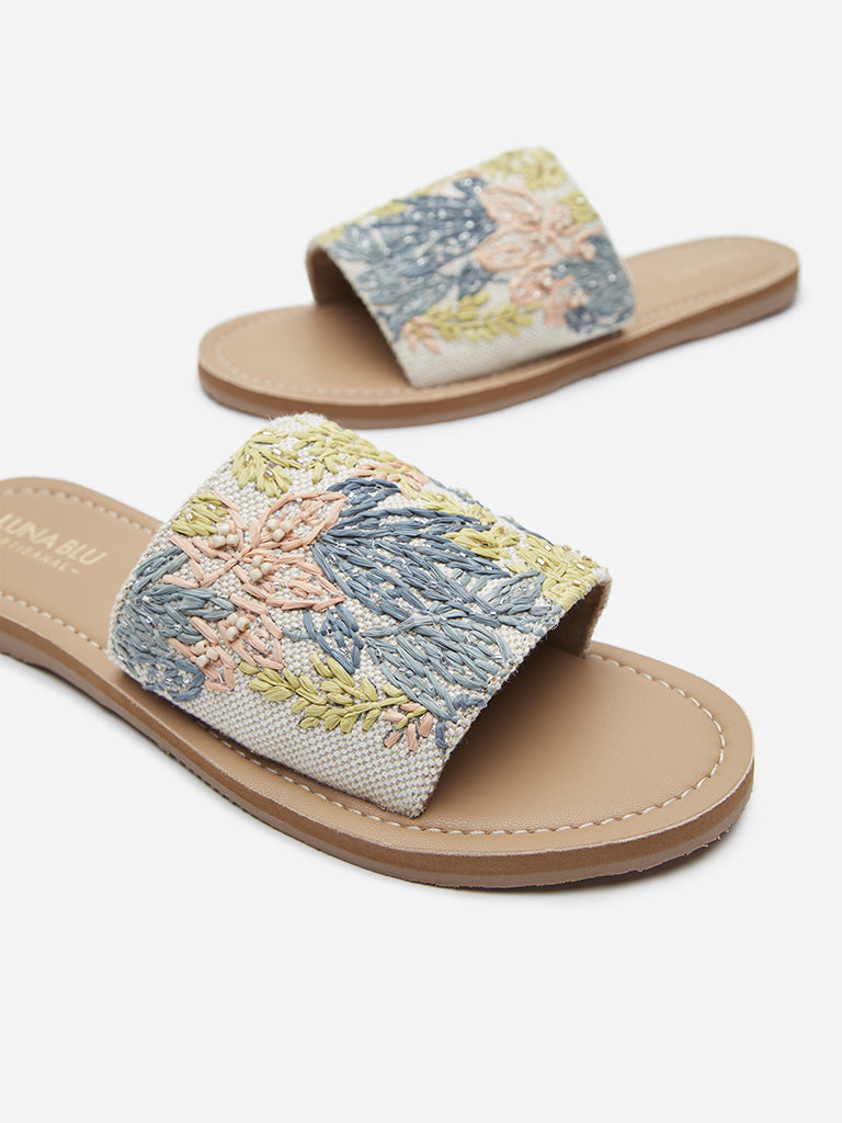 LUNA BLU Multicolour Embroidered Slides