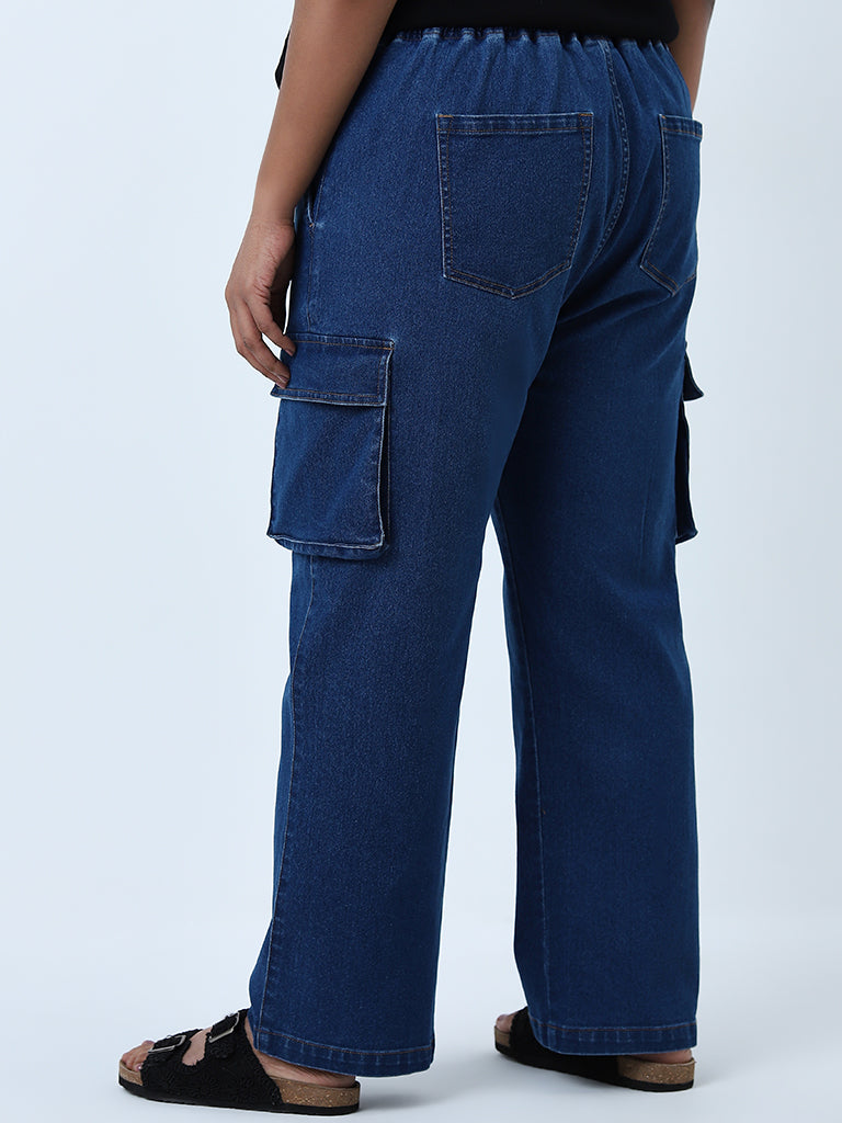 Gia Dark Blue Relaxed-Fit Mid-Rise Jeans