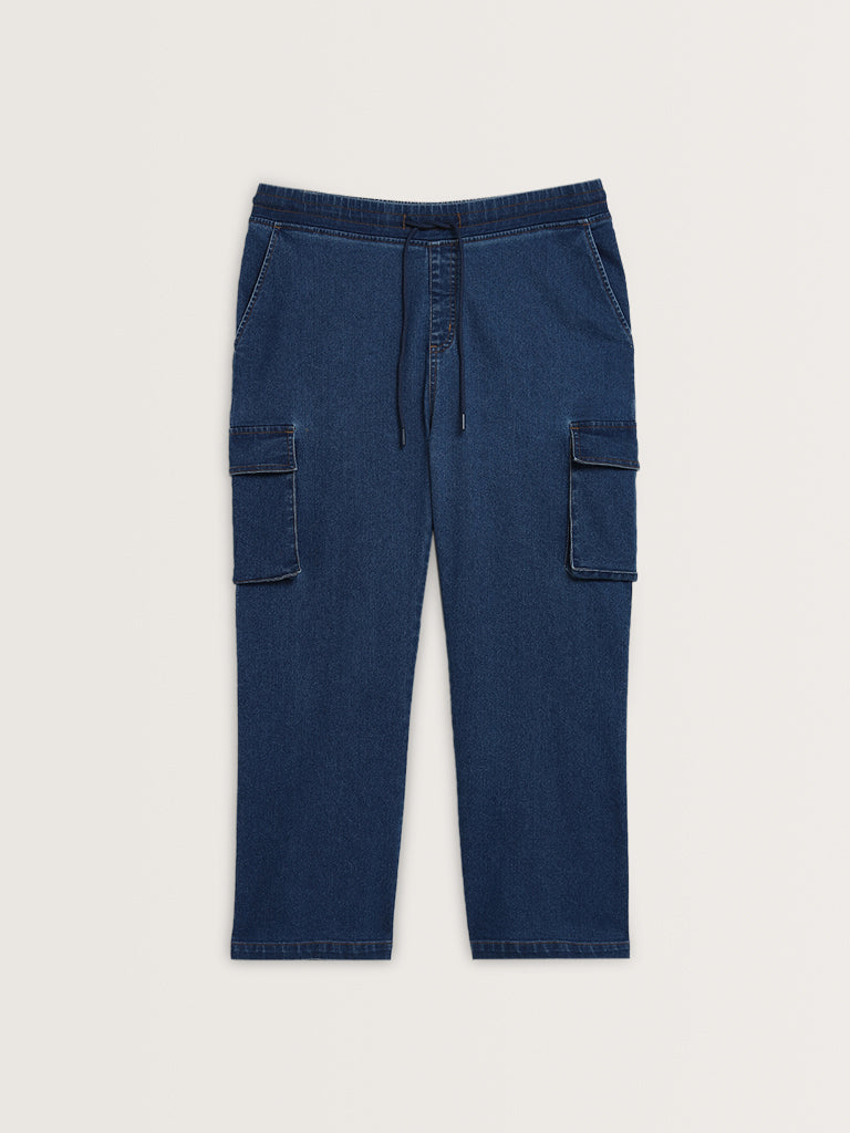 Gia Dark Blue Relaxed-Fit Mid-Rise Jeans