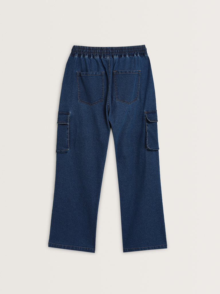 Gia Dark Blue Relaxed-Fit Mid-Rise Jeans