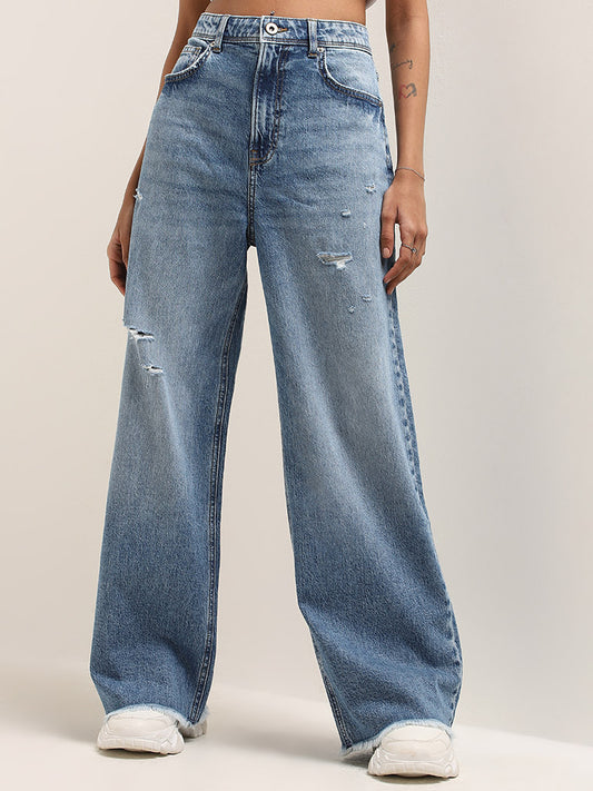 Nuon Blue Relaxed - Fit High - Rise Jeans