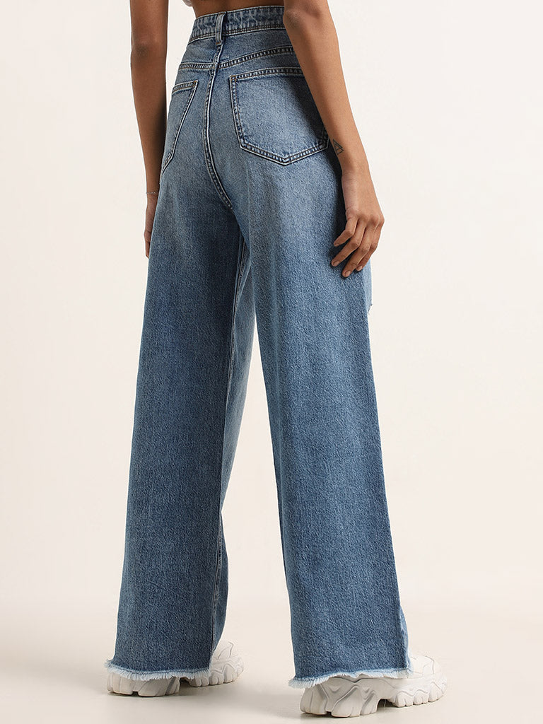 Nuon Blue Relaxed - Fit High - Rise Jeans