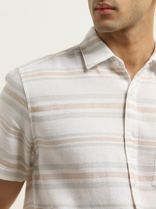 WES Casuals Multicolour Striped Relaxed-Fit Cotton Shirt