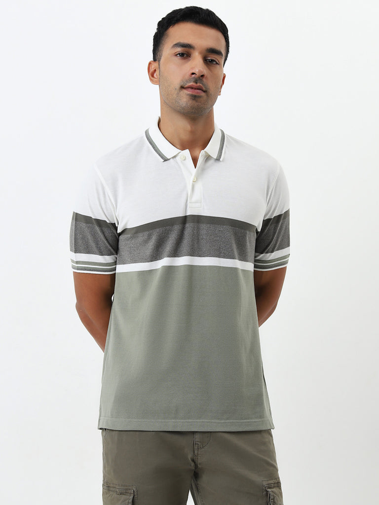 WES Casuals Sage Relaxed-Fit Cotton Polo T-Shirt