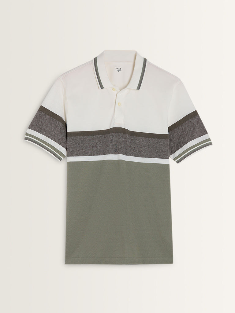 WES Casuals Sage Relaxed-Fit Cotton Polo T-Shirt