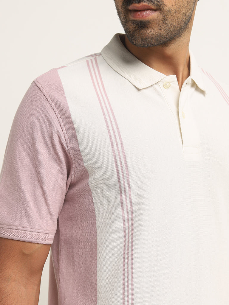 WES Casuals Dusty Pink Relaxed-Fit Polo T-Shirt