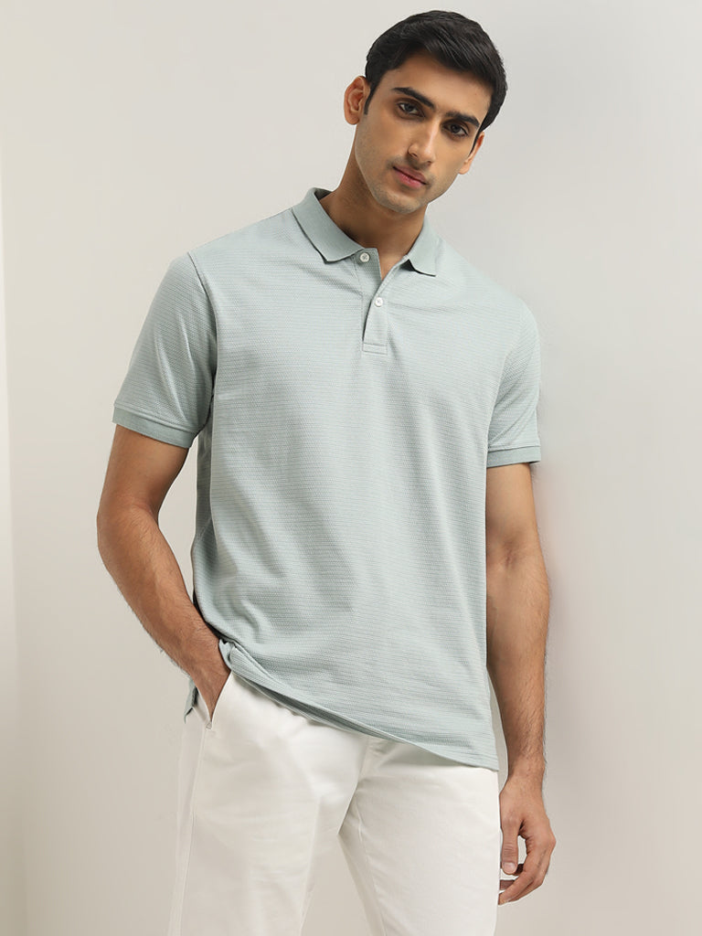 WES Casuals Sage Striped Relaxed-Fit Polo T-Shirt