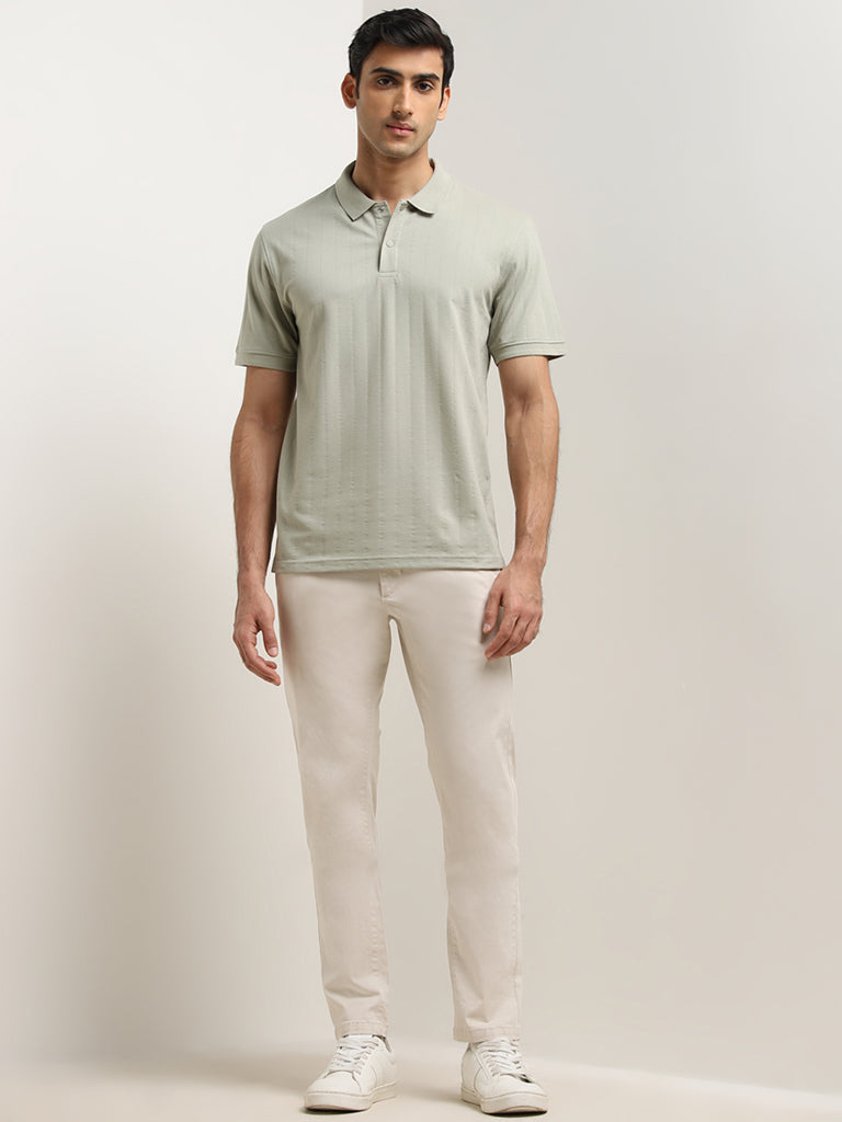 WES Casuals Sage Striped Relaxed-Fit Polo T-Shirt