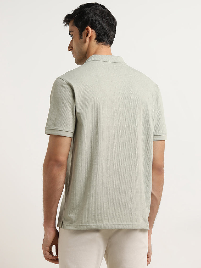 WES Casuals Sage Striped Relaxed-Fit Polo T-Shirt