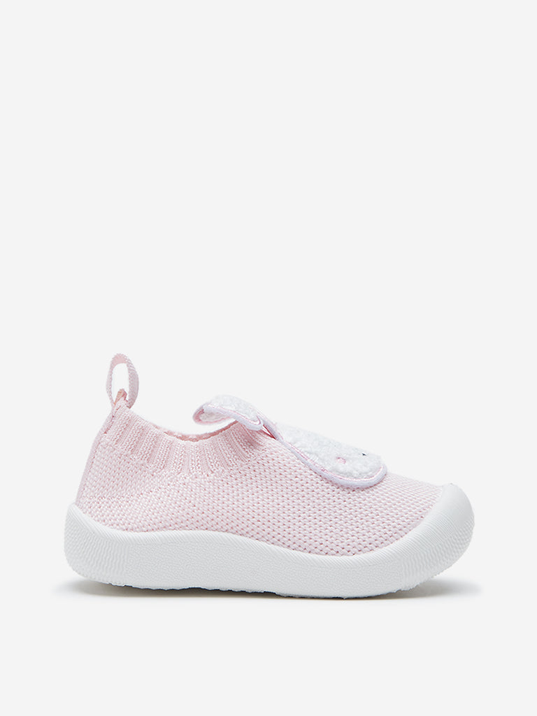 Yellow Pink Bunny Applique Slip-On Shoes